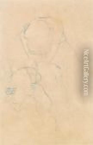 Mit Gesenkten Kopf Aufgestutzt Sitzender Akt Oil Painting - Gustav Klimt