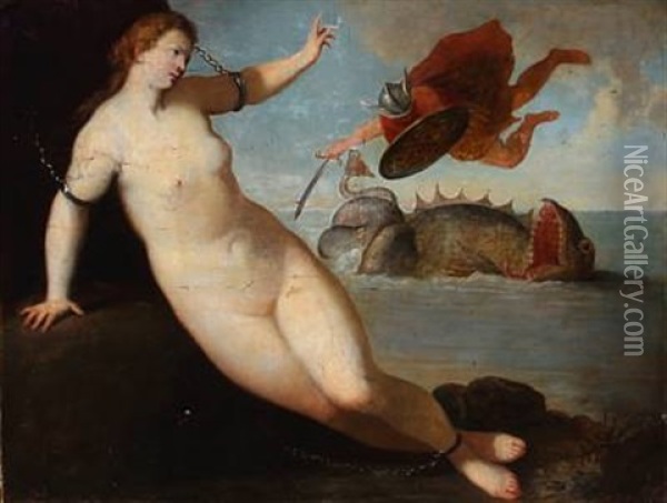 Preseus Saving Anddromeda Oil Painting - Jacopo Palma il Vecchio