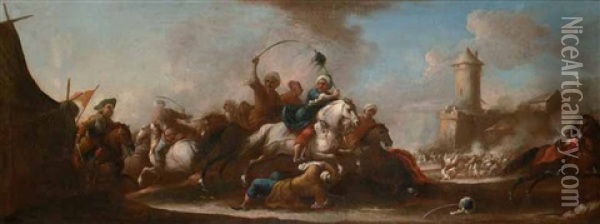 Battaglia Tra Turchi E Cristiani Oil Painting - Jacques Courtois