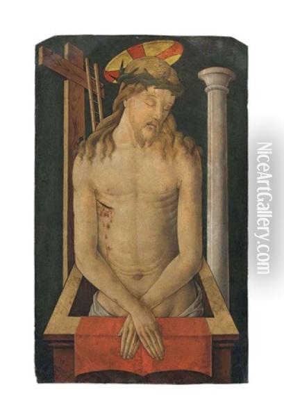 Christ As The Man Of Sorrows Oil Painting - Pietro Alamanno