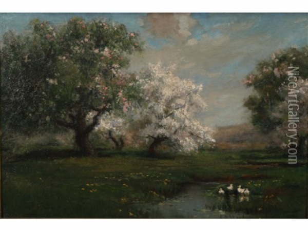 Spring Orchard Oil Painting - Arthur Parton
