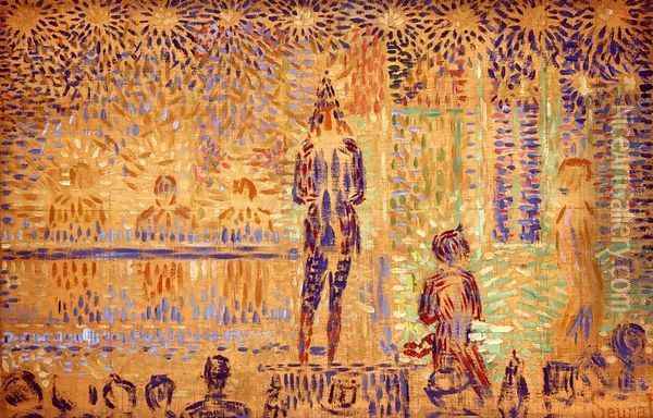 Invitation to the Sideshow (study) Oil Painting - Georges Seurat