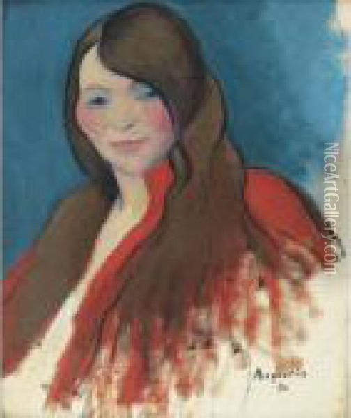 Portrait De Jeune Femme Aux Cheveux Longs Oil Painting - Louis Anquetin