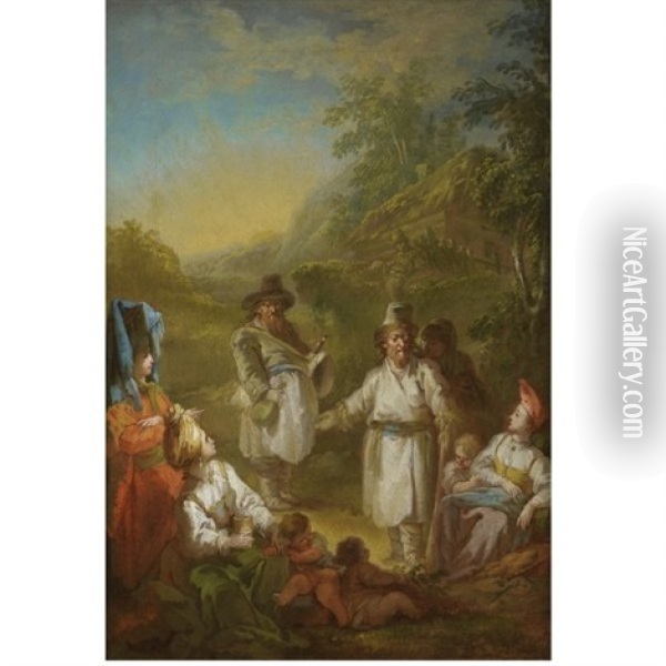 Siberian Peasants At Rest Oil Painting - Jean-Baptiste Leprince