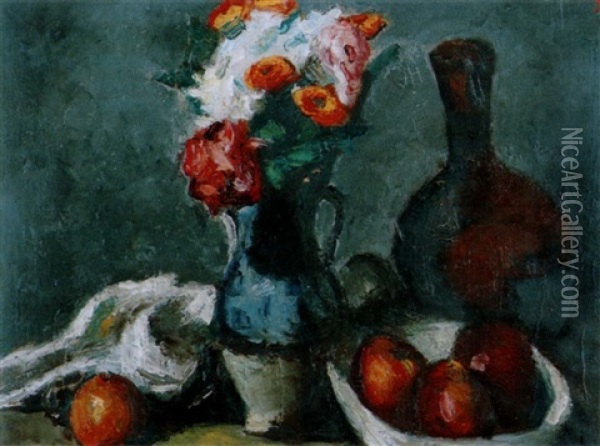 Stillleben Mit Blumen Und Fruchten Oil Painting - Manuel Ortiz De Zarate