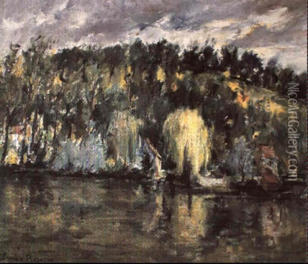 La Seine A La Frette Oil Painting - Lucien Pissarro