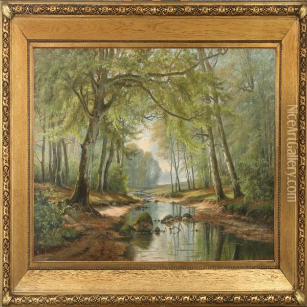Scenery On A Springday Oil Painting - A. G. Jacobsen
