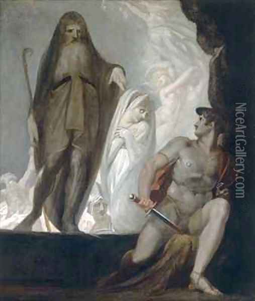 Teiresias foretells the future to Odysseus Oil Painting - Johann Henry Fuseli