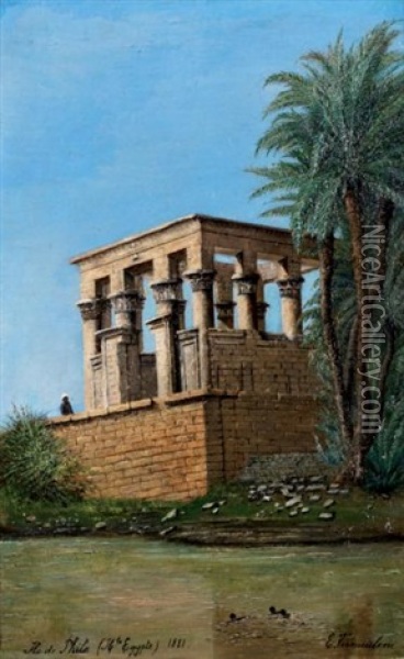 Ile De Philae Haute Egypte Oil Painting - Ernest ver Meulen