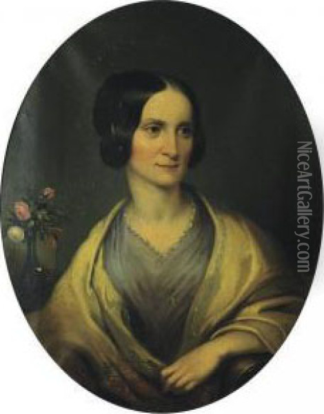 Portrait Of Annie Turner (nee Poyntelle) Oil Painting - George Cochran Lambdin