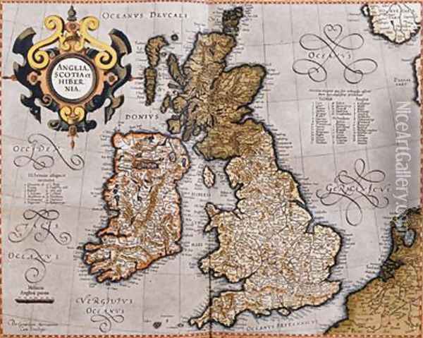 Map of the British Isles from Atlas sive Cosmographicae meditationes de fabrica mundi et fabricati figura 1595 Oil Painting - Gerard Mercator