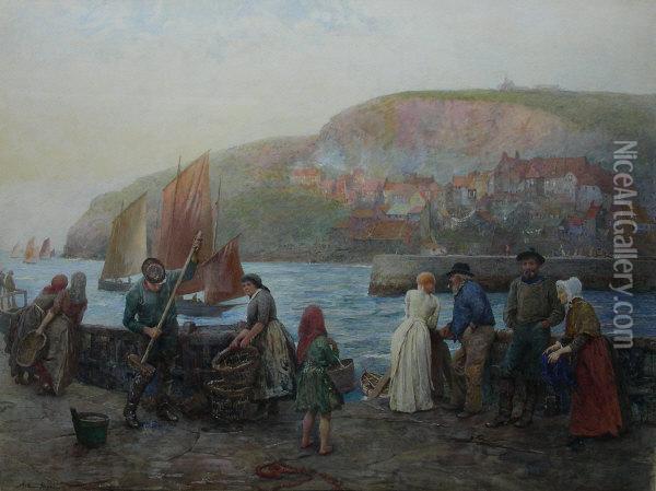 'saturday Evening On The Quay' - Whitby Oil Painting - Arthur Hopkins