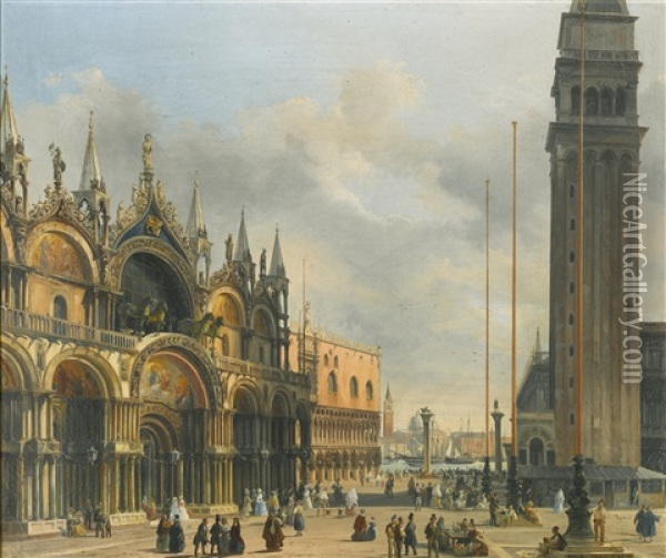 Saint Mark's Square, Venice Oil Painting - Federico Moja