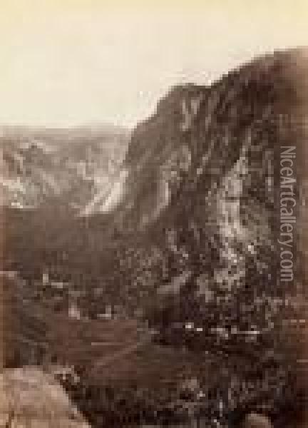 Tutocanula Pass, Yosemite Valley, Oil Painting - Carleton E. Watkins