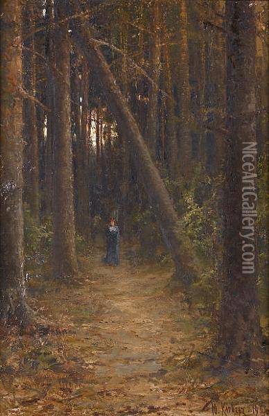The Woman In The Forest Oil Painting - Iulii Iul'evich (Julius) Klever