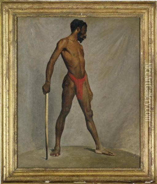 A Standing Male Nude Oil Painting - Theodore Gericault