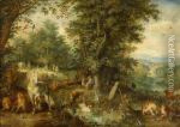 Adamo Ed Eva Nel Giardino Dell'eden Oil Painting - Jan The Elder Brueghel
