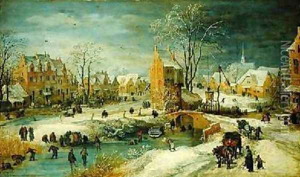 Village in Winter Oil Painting - Josse de Momper