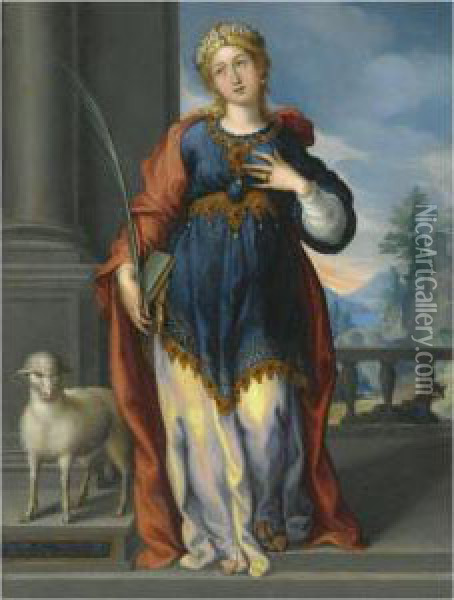 Saint Agnes Oil Painting - Pietro Sigismondi