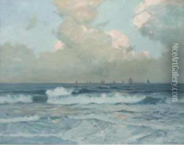 The Returning Of The Shipping Fleet Oil Painting - Julius Olsson