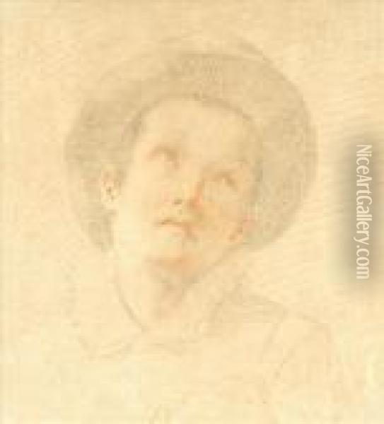 Study Ofa Young Boy, Head And Shoulders Oil Painting - George Romney