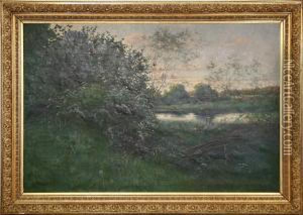 Gronskande Sommarlandskap, Signerad E.erdtman Oil Painting - Elias Erdtman