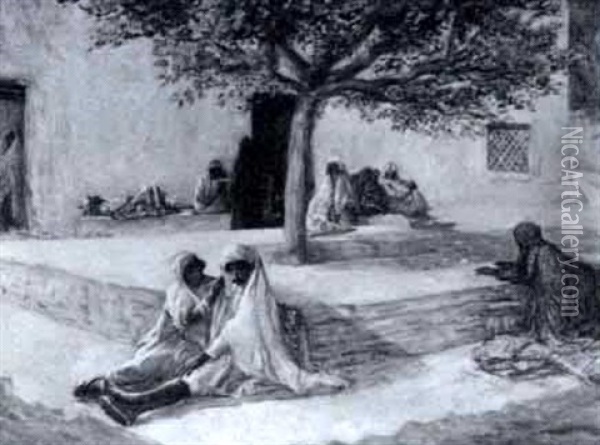 Arabs Resting In The Shade Oil Painting - Ismael Gentz