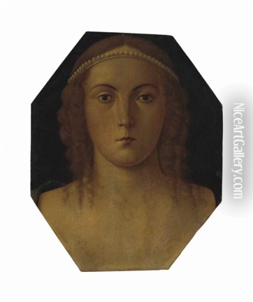 Head Of A Girl Oil Painting - Giovanni Bellini