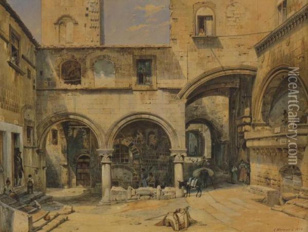 Viterbo - Piazza San Pellegrino Oil Painting - Carl Friedrich H. Werner