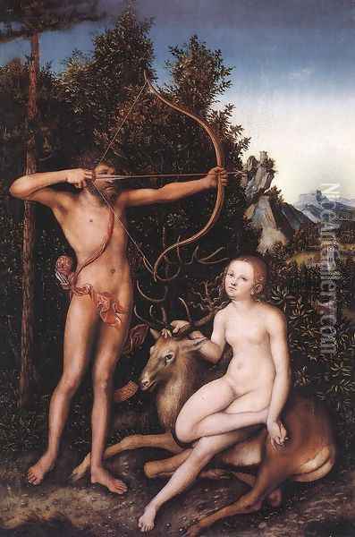 Apollo and Diana Oil Painting - Lucas The Elder Cranach
