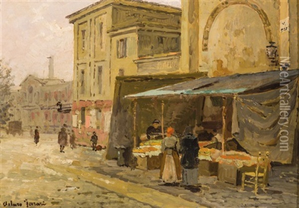 Piazza Borromeo Oil Painting - Arturo Ferrari