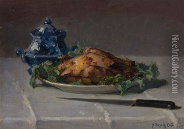 Le Poulet Roti Oil Painting - Marc Aurele de Foy Suzor-Cote