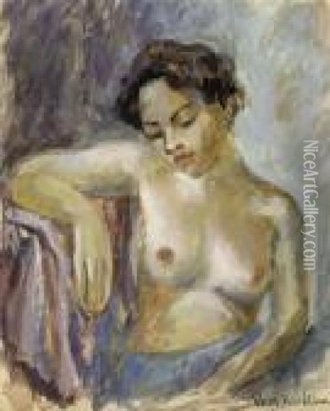 Sitting Nude Oil Painting - Vera Rockline
