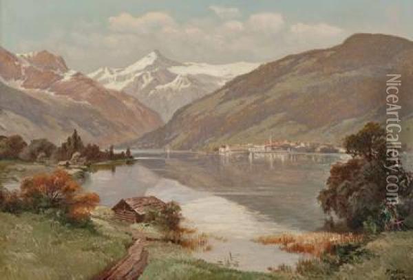 Zell Am Seemit Schneebedecktem Kitzsteinhorn Oil Painting - Paul Gottlieb Weber