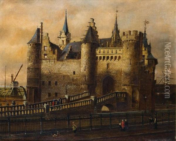 Le Steen, Anvers Oil Painting - Jean Croegaert-Van Bree