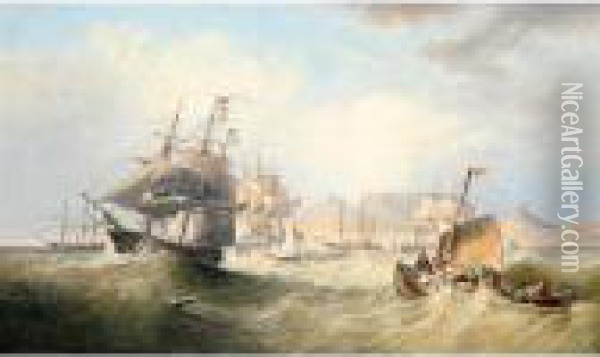 Shipping In Table Bay Oil Painting - John Wilson Carmichael