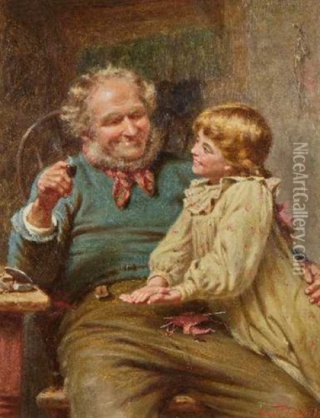Grosvater Mit Seiner Enkelin Oil Painting - Edwin Thomas Roberts