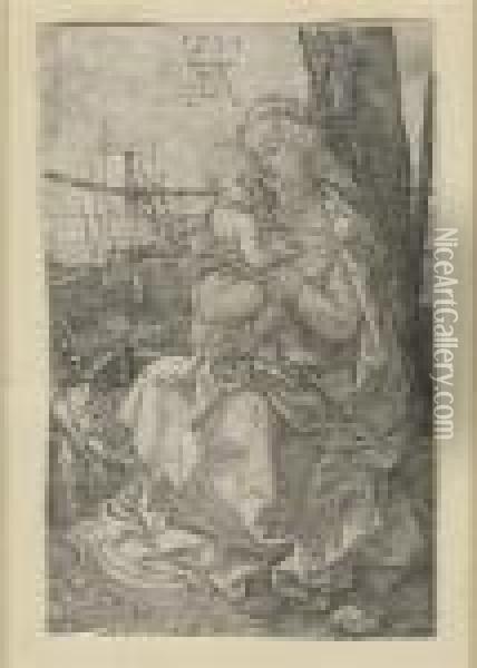 The Virgin And Child Seated By A Tree Oil Painting - Albrecht Durer