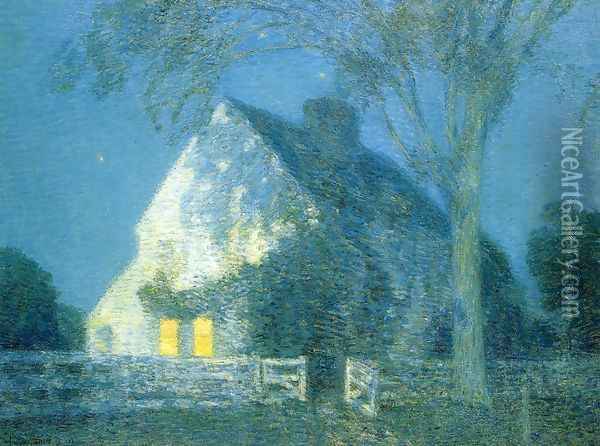 Moolight, the Old House Oil Painting - Childe Hassam