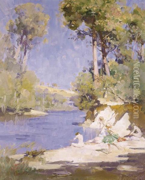 Shall We Gather At The River Oil Painting - Arthur Ernest Streeton