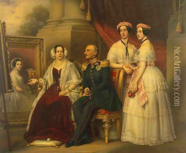 Portrait of the Family of Joseph, Duke of Saxe-Altenburg Oil Painting - Joseph Karl Stieler