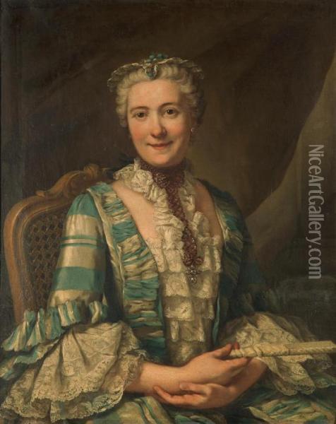 Portratt Forestallande Adelsdam,
 Mojligen Grevinnan Brita Christina Tornflycht, F. Sparre Oil Painting - Donatien Nonnotte