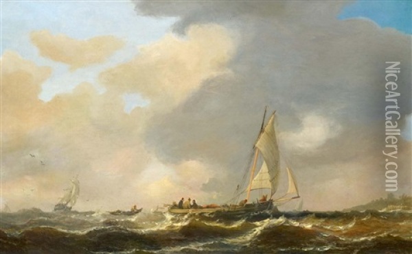 Boote Auf Bewegter See Oil Painting - Wilhelm August Leopold Christian Krause
