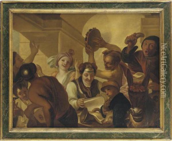 Peasants Merrymaking Oil Painting - Gaspare Traversi