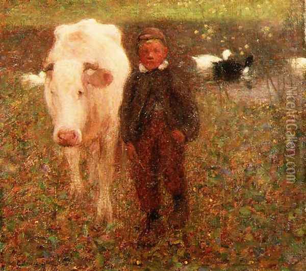 The White Cow Oil Painting - Edward Stott