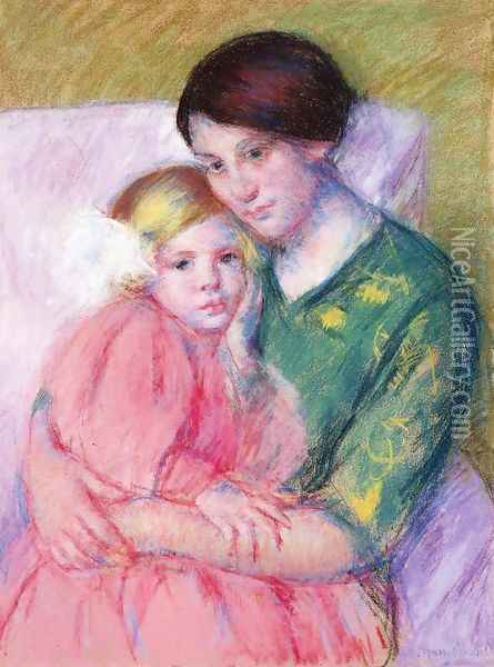 Mother And Child Reading Oil Painting - Mary Cassatt