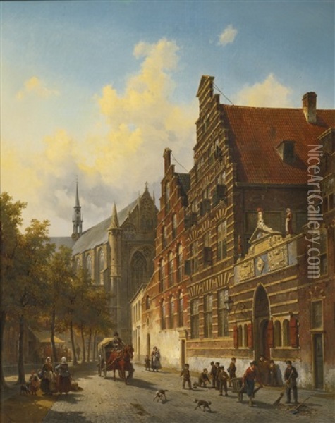 The Weeshuis In Leiden Oil Painting - Jacques Francois Carabain