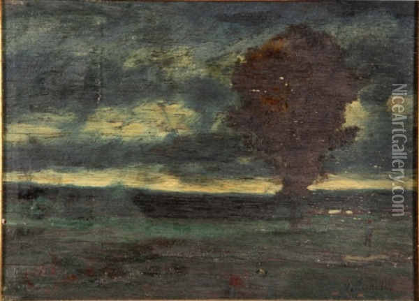 Lone Tree At Dusk Oil Painting - George Inness