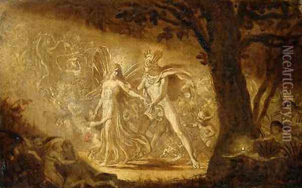 Study for The Quarrel of Oberon and Titania, c.1849 2 Oil Painting - Sir Joseph Noel Paton