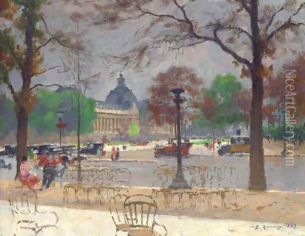 Avenue des Champs Elysees et Le Petit Palais Oil Painting - Jules Ernest Renoux